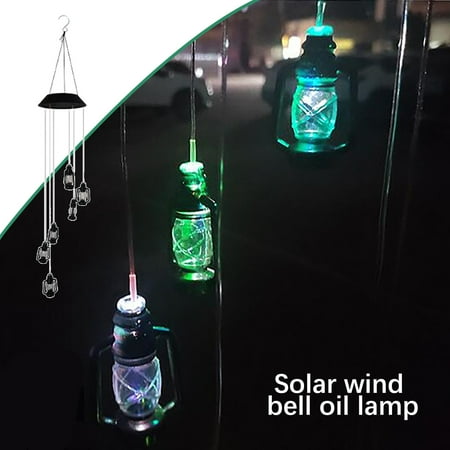

amousa Led Outdoor Solar Wind Chime Light Oil lamp Garden Decorative Light