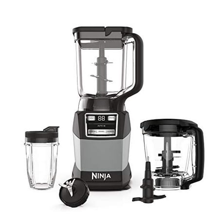 Ninja AMZ493BRN Compact Kitchen System with Auto-iQ, Blender Food Processor Combo, Blend, Chop, Mix Doughs, 1200 Watts, Dishwasher safe 18 oz. Cup, black/grey
