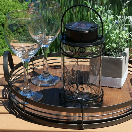 Hanging Lanterns Outdoor Sunnydaze Outdoor Solar Lantern, Hanging LED Garden String Lights, Decorative Scroll Design, Warm White ()