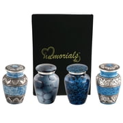 MEMORIALS4U Assorted Colors Metal Keepsake Personalized Cremation Urns, Vase 4 Count