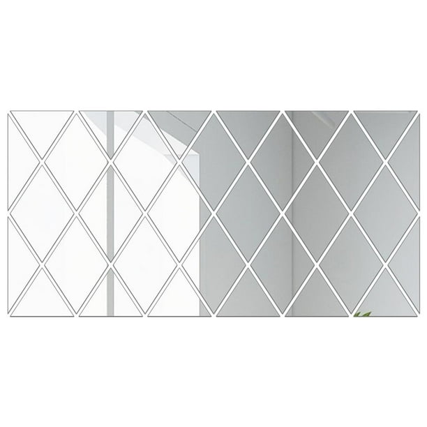 Cateissary Espejos de pared de bricolaje, adhesivo de pared de espejo acrílico con forma de diamante, decoración de espejo para el hogar, sala Decoración del hogar