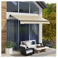 thumbnail image 2 of 12x10ft Retractable Awning, UV Resistant Sunshade for Patio, Beige & White, 2 of 8