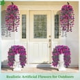 thumbnail image 4 of 2 paquetes de flores artificiales colgantes para exteriores, flores artificiales de seda y plantas artificiales realistas, adecuadas para decoración de terraza, porche y jardín, 4 of 6