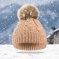 thumbnail image 6 of Cute Toddler Baby Pom Pom Hat Kids Winter Warm Knitted Solid Color Skiing Beanie Hat for Girls Boys 1-6 Years Old, 6 of 7