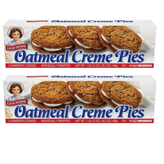Oatmeal Creme Pies 12 pcs Box Sandwich Cookies Cakes & Pastries with Irresistible Creme Fillings Pack of 2