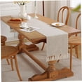 thumbnail image 6 of GlobaShun Table Runner 120 Inches Long, Beige Table Runner, Boho Rustic Table Runner with Tassel, Long Table Runner for Home Dining, Coffee, Tea, Kitchen, Bedroom Dresser., 6 of 7