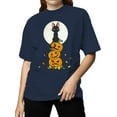 thumbnail image 2 of Halloween Black Cat Pumpkins T-Shirt Women, 2 of 3