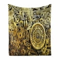 thumbnail image 1 of Steampunk Soft Flannel Fleece Blanket, Vintage Machinery Close up Image Print with Rusty Mechanical Elements, Cozy Plush for Indoor and Outdoor Use, 60" x 80", Yellow Grey Dark Brown, by Ambesonne, 1 of 6