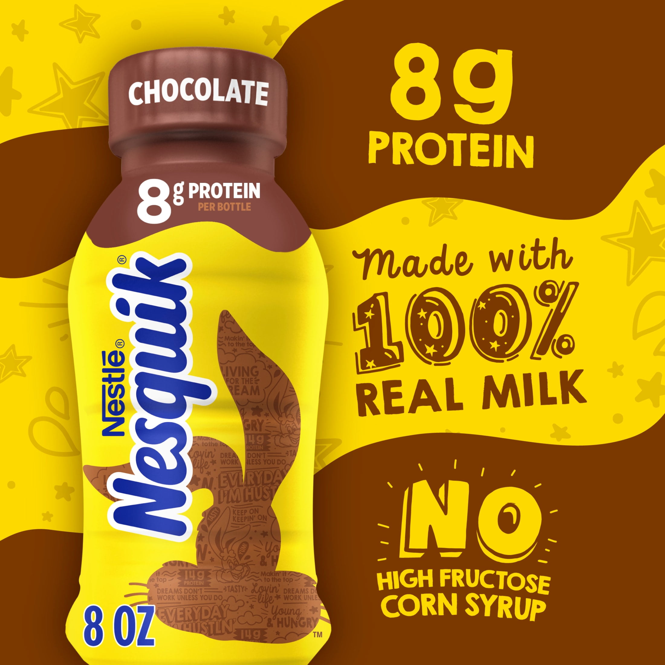 (2 pack) Nesquik Chocolate Milk, Ready to Drink, Low-fat Milk, 12 Bulk Pack, 8 fl oz Bottles