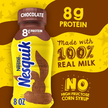 NESQUIK CHOCOLATE MILK, READY TO DRINK, LOW-FAT MILK, 12 BULK PACK, 8 FL OZ BOTTLES