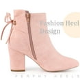 thumbnail image 4 of Unique Bargains Women's Round Toe Chunky Heel Ankle Booties Dust Pink 10, 4 of 5