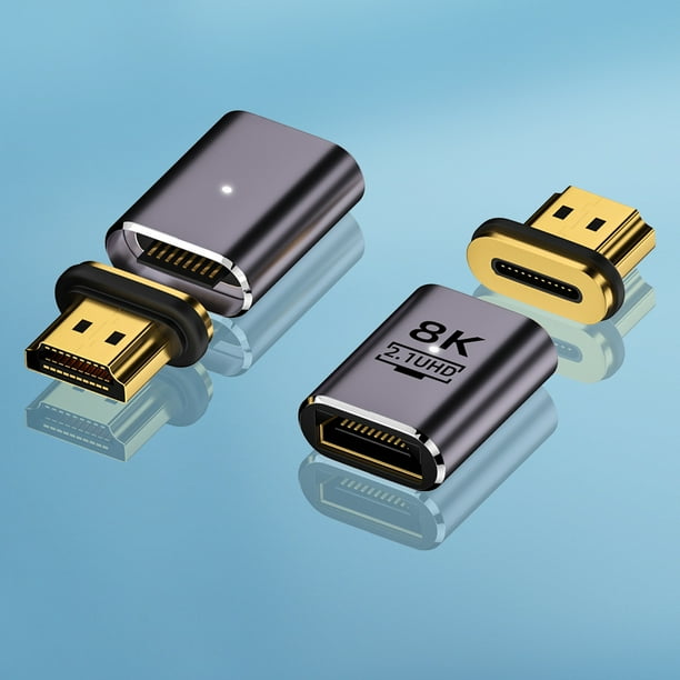 Adaptador magnético 2.1 Compatible con HDMI 8K macho a hembra 8K/60Hz 4K/120Hz 48Gbps