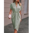 thumbnail image 2 of EASYBRAUS Women V Neck Sleeveless A Line Midi Dress Solid Color Spring Summer 2024 Elegant Casual S-XL, 2 of 7