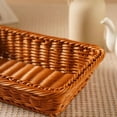 thumbnail image 5 of Wicker Bread Baskets 11 Inch Woven Serving Basket for Gifts, Poly Wicker Storage Rectangle Rattan Display Trays for Bread Food Vegetables Fruit Snacks Tabletop Restaurant Home 1PC*Brown basket, 5 of 6