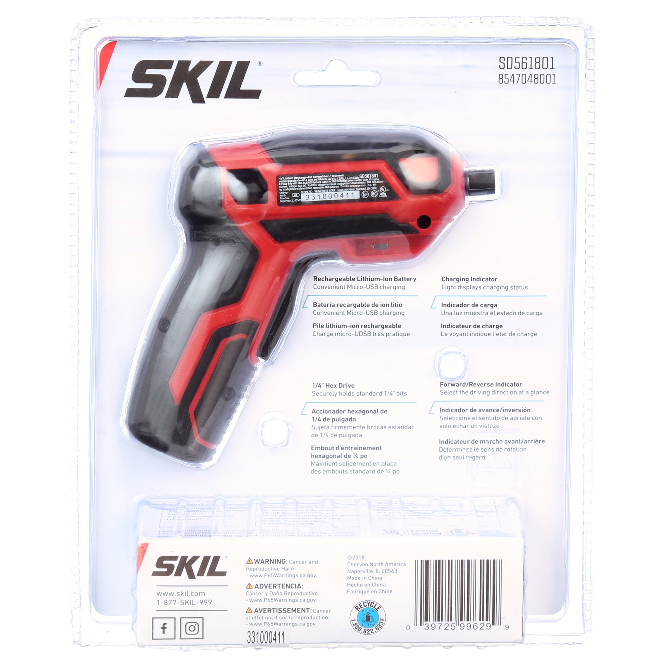 SKIL 4V Electric Battery Operated Cordless Power Screwdriver Small Tool with Pistol Grip and Magnetic Bit Storage Walmart