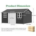 thumbnail image 2 of Jocisland 12x14x8.5 ft Galvanized Steel Outdoor Storage Shed with 2 4-Pane Windows Lockable Door, Nordic Cottage Shed for Backyard, Garden, Dark Grey, 2 of 9
