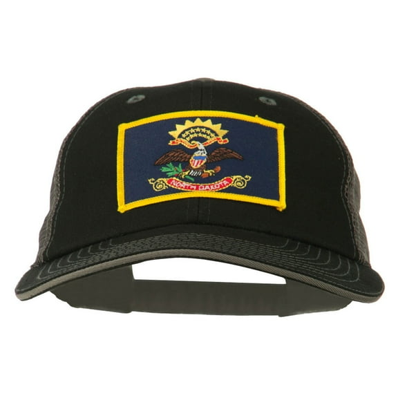 Big Mesh State North Dakota Patch Cap - Black Grey XL-3XL
