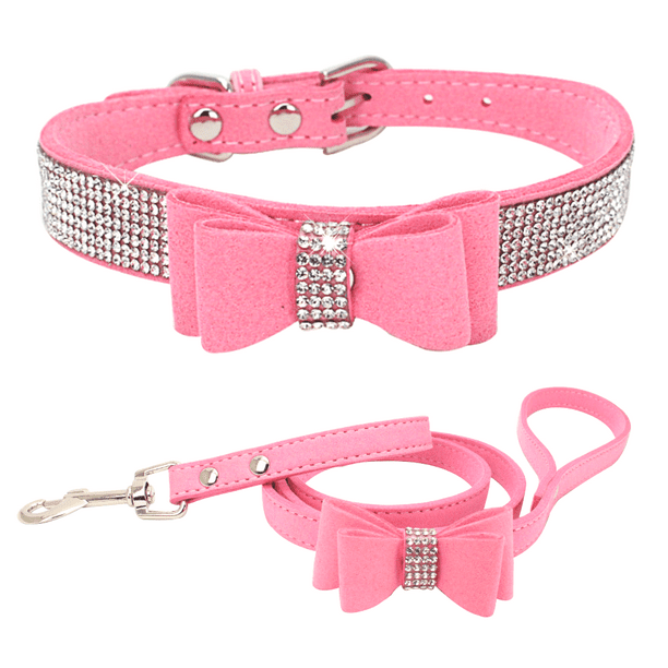 Collar de perro con pajarita, collar suave deslumbrante, cristal de gema de diamantes de imitación, adecuado para perros Adepaton CPB-US-YY106-4