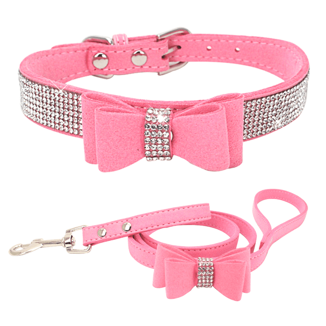 Collar de perro con pajarita, collar suave deslumbrante con cristales de piedras preciosas de estrás, adecuado para perros con
