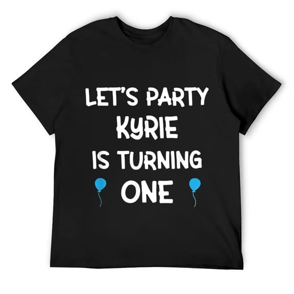 Mens Kyrie first birthday shirt with name 1 year old boy T-Shirt Black