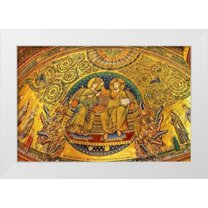 Perry, William 32x23 White Modern Wood Framed Museum Art Print Titled - Coronation of Mary and Jesus mosaic Santa Maria Maggiore-Rome-Italy