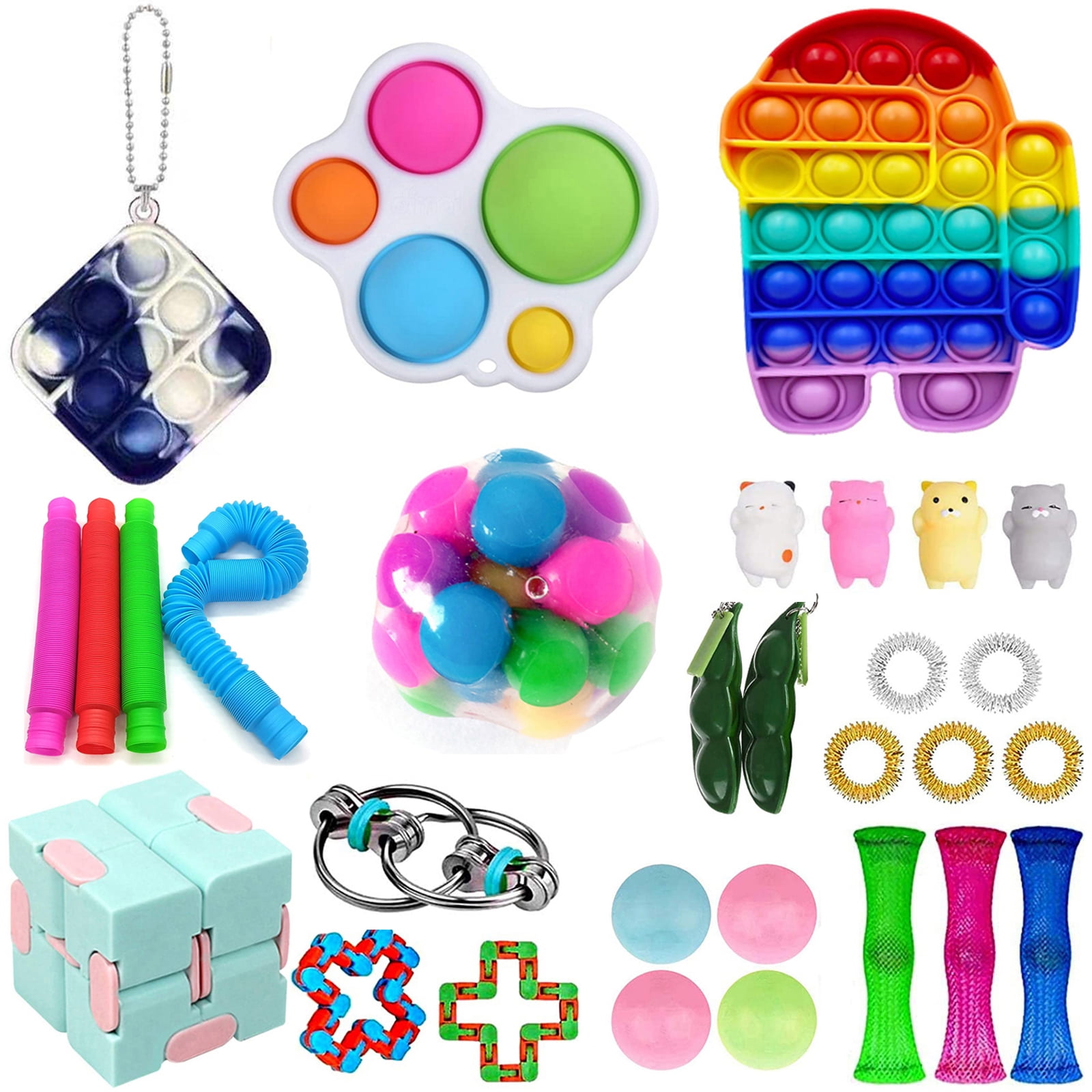 6Pack Fidget Toys Set Bubble Popet ADHD Stress Relief Tools Bundle Simple Dimple 