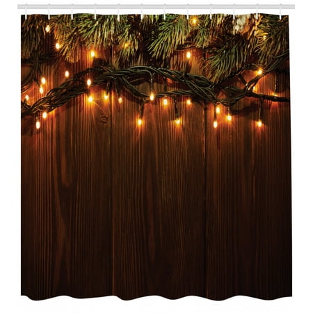 Christmas Shower Curtain Xmas Branch With Country Festivity