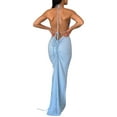 thumbnail image 4 of TRKIYQC, vestido largo de fiesta de noche para mujer, vestido ajustado sin mangas de corte bajo de Color sólido con tirantes finos, vestido ceñido al cuerpo sin espalda TRKIYQC  moda, 4 of 5