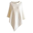 thumbnail image 5 of Arlun Women's Sweaters Elegant Poncho Knit Irregular Hem Outerwear Oversized Boat Neck Loose Cozy Soft Wrap Shawl Cape Fall Winter Plain Color Casual Layering Pullovers White One Size, 5 of 5