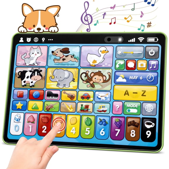 Trilingual Learning Toy Tablet with Music & Sound, Montessori Speech Musical Therapy Educational Toys
