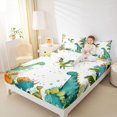 thumbnail image 4 of Feelyou Green Dinosaur Animal Bed Sheets, Kawaii Jungle Dino King Sheets, Palm Leaf Plant Sheet Set, Breathable Home Decor, 4pcs, 4 of 7
