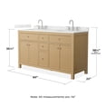 thumbnail image 3 of Wyndham Collection Wcf9292-60D-Qtz-Us3mxx Pendry 60" Free Standing Double Basin Vanity Set, 3 of 7