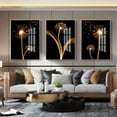 thumbnail image 5 of A set of three abstract golden dandelion luxury wall paintings suitable for living room decoration, bedroom, café, classroom, ideal for gifts, frameless, 5 of 5