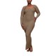 thumbnail image 1 of VISgogo Mujer Vestido Primavera, Manga Larga Color Liso Cuello Cuadrado Vestido Ajustado, Damas Otoño/Invierno Elástico Largo Una Pieza VISgogo  moda, 1 of 5