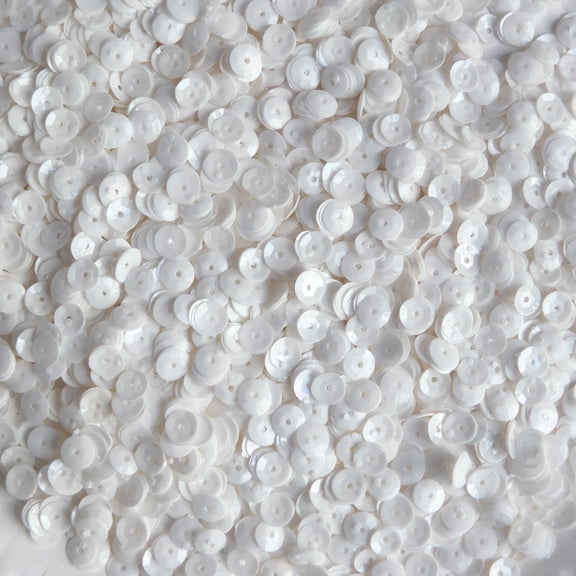 White Cup Sequins 6mm Opaque Rainbow Iris Made in USA