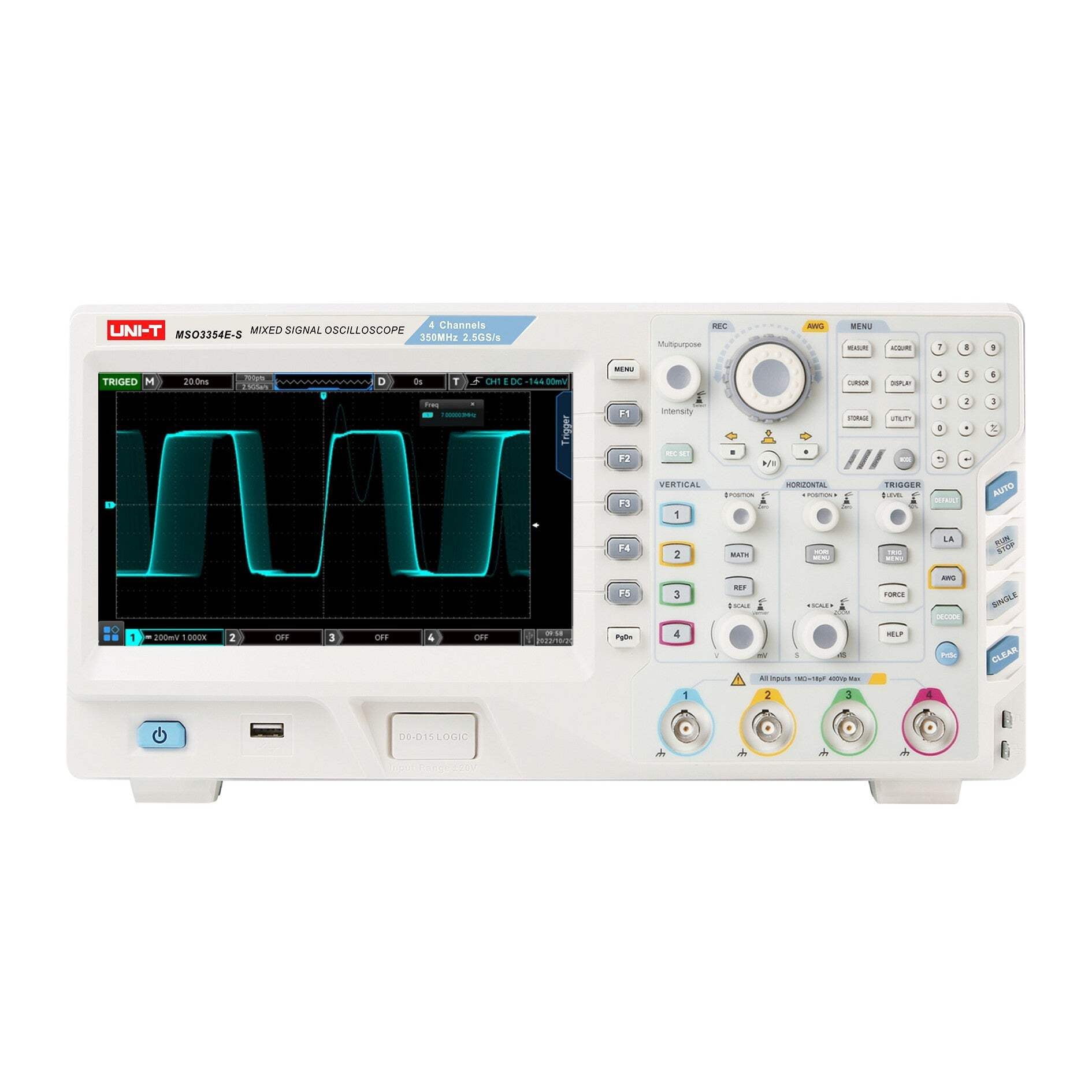 UNI-T MSO3354E-S 350MHz 4+16Ch MSO Digital Oscilloscope with Signal Generator