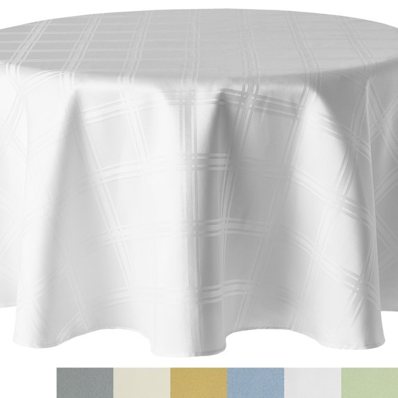 SoHome Elegant Jacquard Tablecloth-Traditional/Stain Resistant/Machine Washable/Cotton, 70" Round White