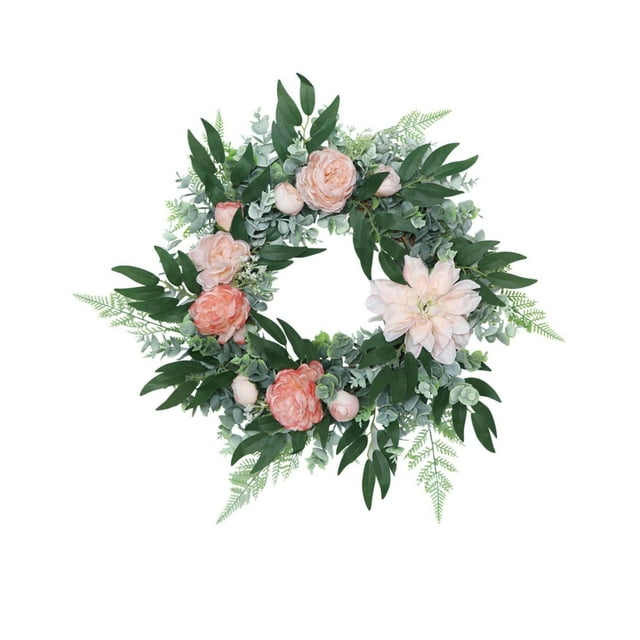 facefd Realistic Spring Front Door Wreath Artificial Flower Wreath Hanging Celebration for Summer