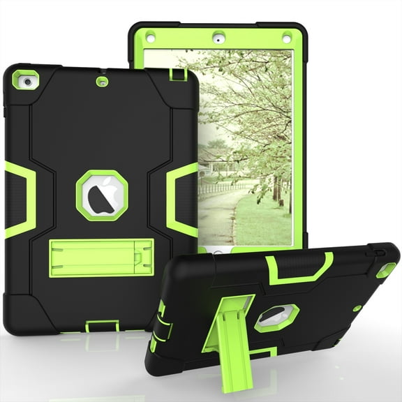 Allytech Case for New iPad 9.7 2018 2017,iPad 6th/5th Generation Case,Three Layer Shockproof Armor Defender Protective Case Cover for Apple iPad 9.7 2017/2018 A1893 A1954 A1822 A1823 (Black/Qlivine)