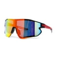 thumbnail image 3 of Mens Color Mirror Aerodynamic Block Shield Lens Plastic Sport Sunglasses Black Red Rainbow Mirror, 3 of 4