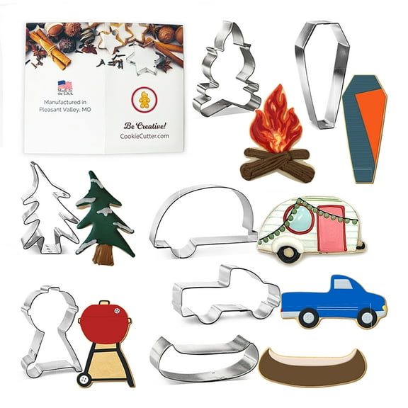 Welcome To Our Campsite Cookie Cutter 7 Pc Set - Foose Cookie Cutters - US Tin Plated Steel HS0421