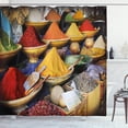 thumbnail image 1 of Spice Shower Curtain, Assortment of Colorful and Different Flavored Kitchen Ingredients from the Bazaar, Fabric Bathroom Set with Hooks, 69W X 70L Inches, Multicolor, by Ambesonne, 1 of 3