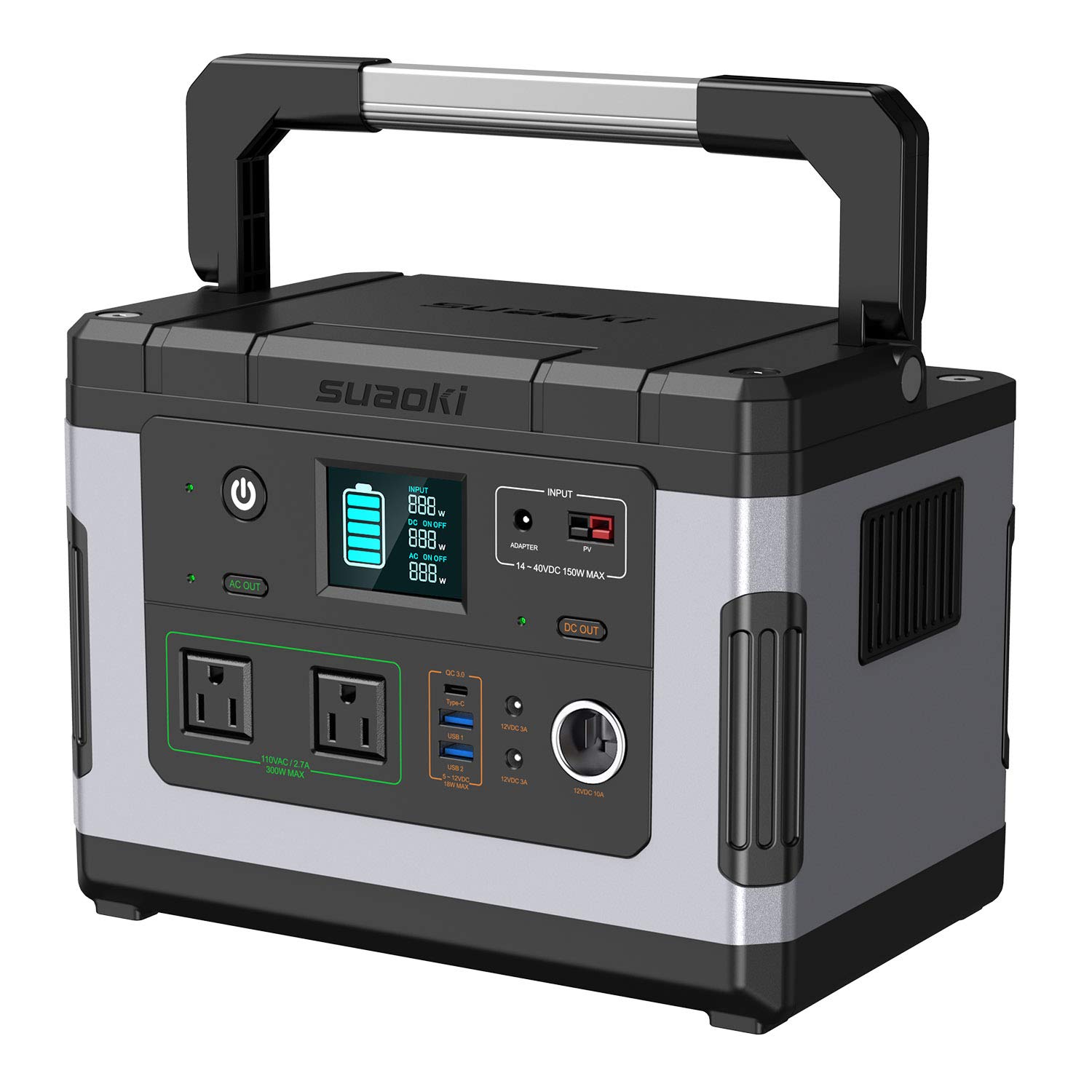 SUAOKI Solar Generators, G500 Portable Power Station 500Wh Camping Generator Lithiium batterry
