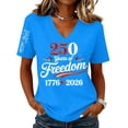 thumbnail image 2 of Iaqnaocc 250th Anniversary Usa Shirt Womens Tops Short Sleeve 250 Anniversary USA Flag 4th Of July Independence Day V Neck July 4th Celebration Outfits Light Blue XL, 2 of 4