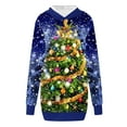 thumbnail image 4 of Lilgiuy Womens Christmas Print Hoodie Dress Long Sleeve Loose Hooded Sweatshirt Tops with Pockets Casual Mini Dress Pullover for for Travel Vacation, 4 of 4
