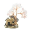 Tomfoto House Model Copper Wire Crystal Natural Money Tree Life Decoration Healing Energy Good Luck