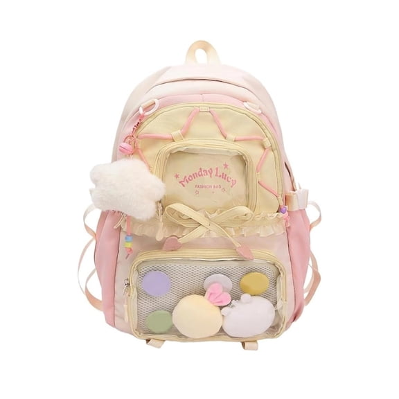 Kawaii backpack Coquette Aesthetic Daypack Y2k backpack with Transparent Window Clear Pockets