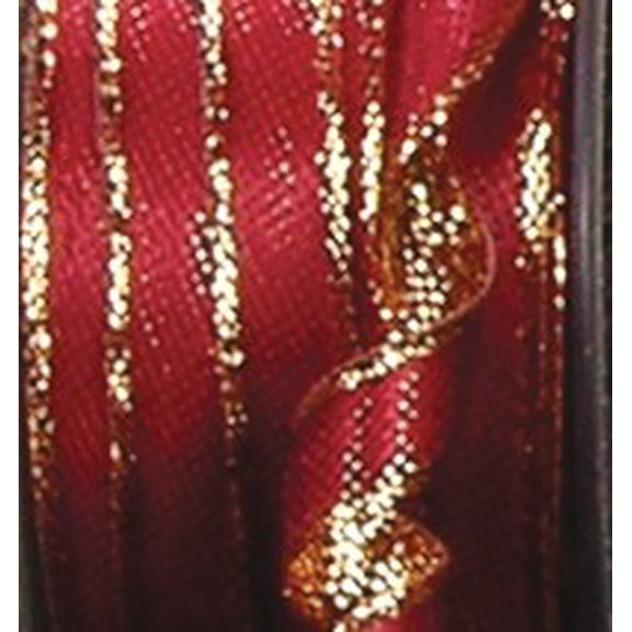 The Ribbon People Burgundy and Gold Solid Woven Craft Ribbon 0.25" x 216 Yards