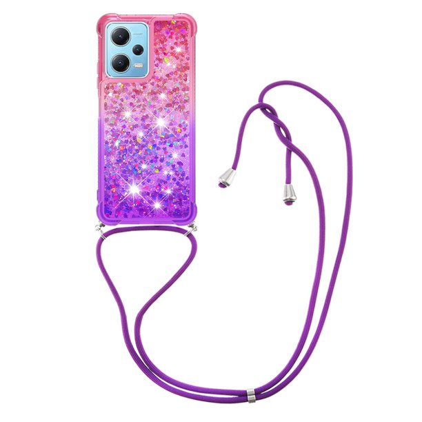 Funda para Xiaomi Redmi Note 12 4G Brillantina Líquida Divertida Reluciente y con Cristales en Movimiento Cuerpo Cruzado con Cordón Ajustable