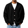 thumbnail image 4 of GSPCLAM Mens Cardigan Sweaters Button Down Waffle Relaxed Sweater Winter Solid Color Long Sleeve Casual Sweater Black XL, 4 of 5
